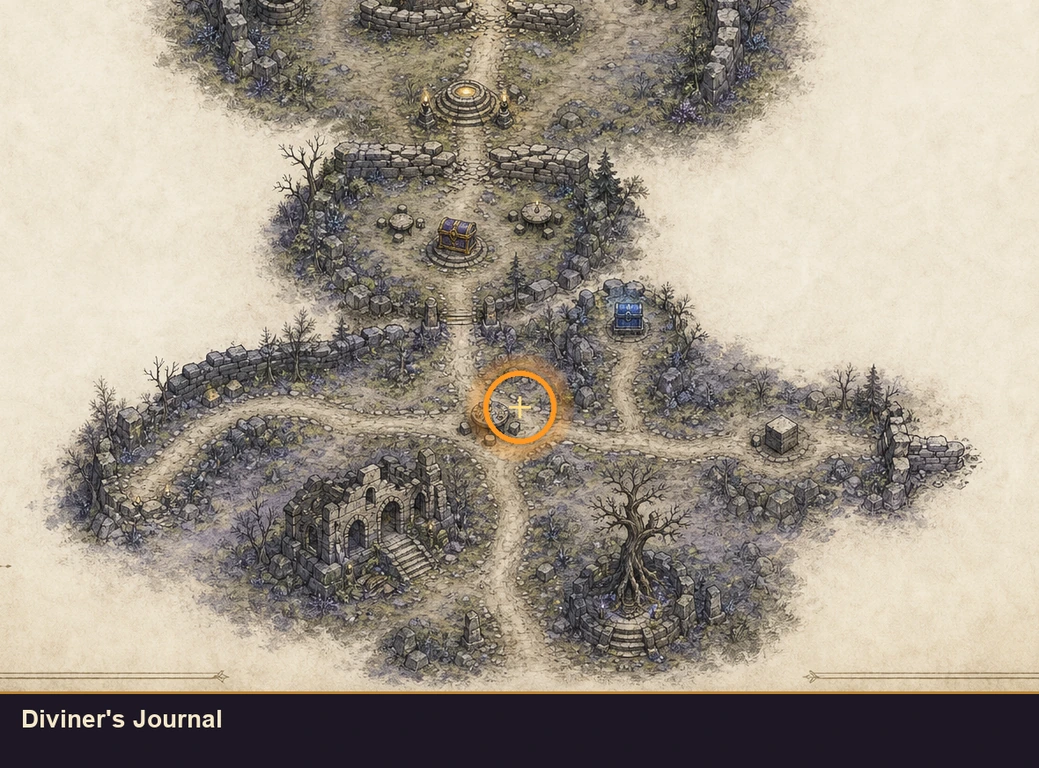 Location guide visual for Diviner's Journal in Marvel's Midnight Suns