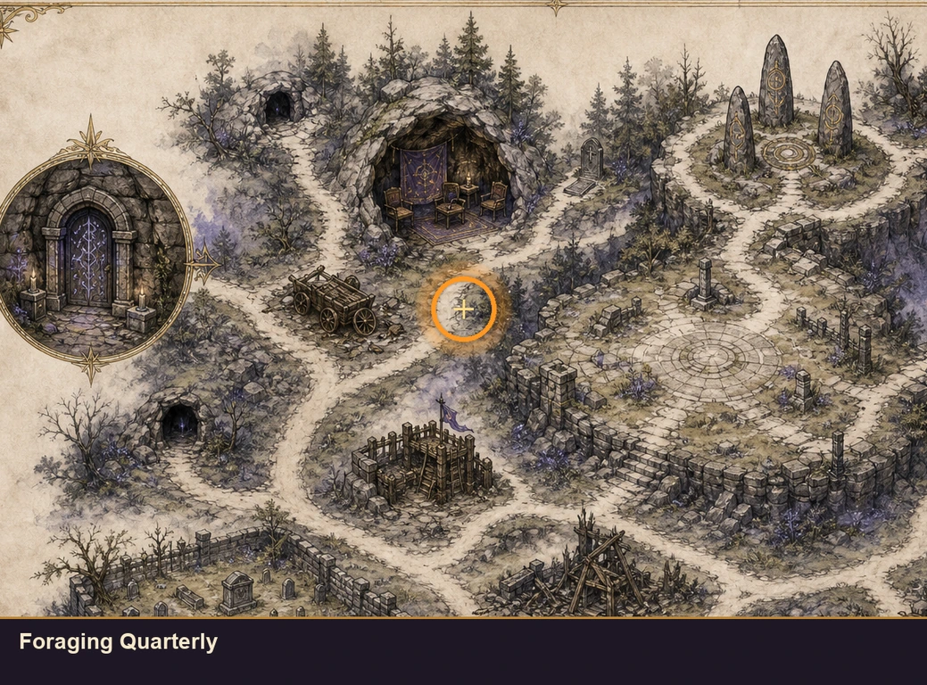 Location guide visual for Foraging Quarterly in Marvel's Midnight Suns