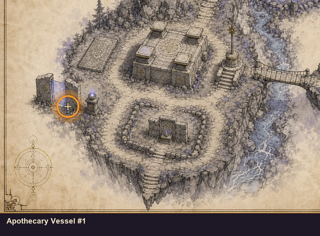Location guide visual for Apothecary Vessel #1 in Marvel's Midnight Suns