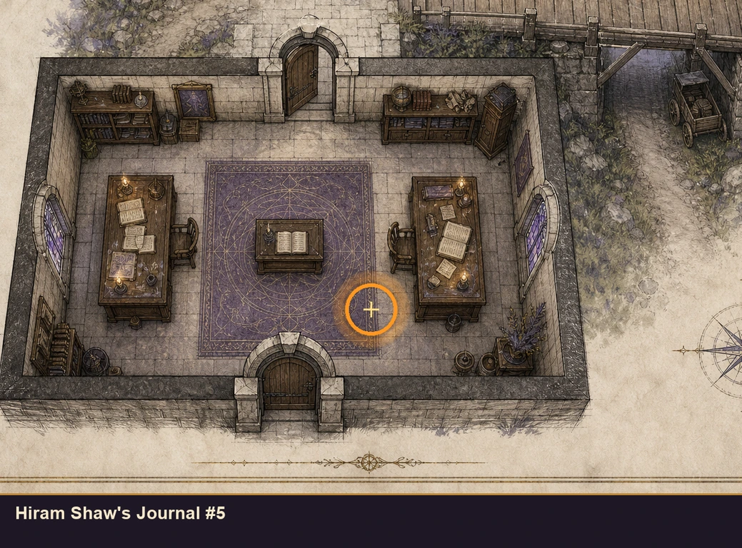 Location guide visual for Hiram Shaw's Journal #5 in Marvel's Midnight Suns