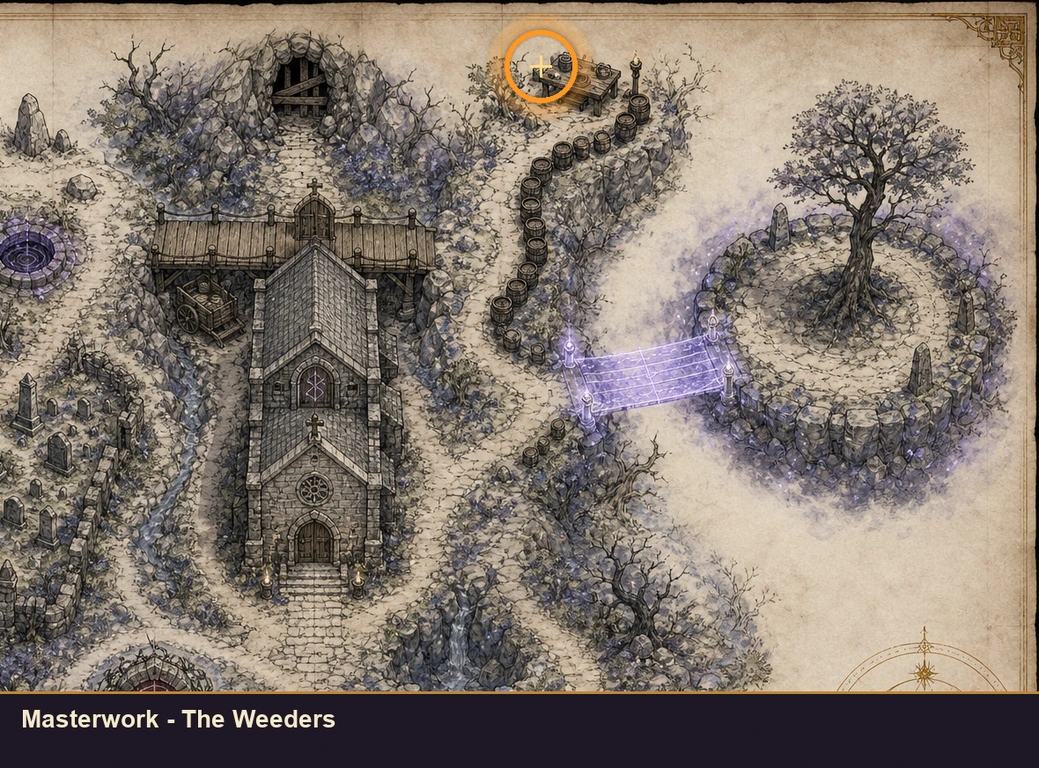 Location guide visual for Masterwork - The Weeders in Marvel's Midnight Suns