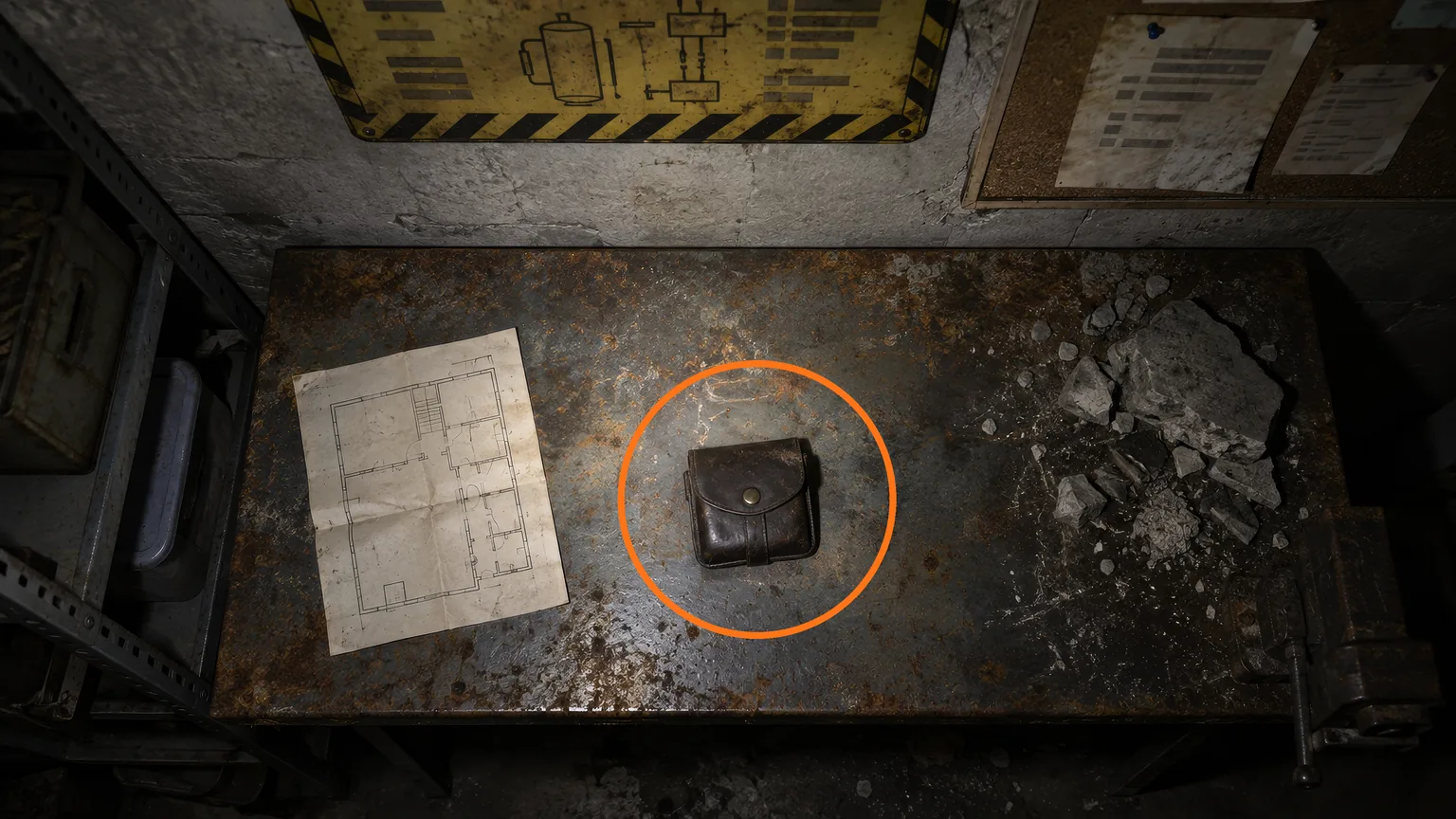 Location guide visual for Hip Pouch + Care Center Basement Floor Plan in Resident Evil: Requiem