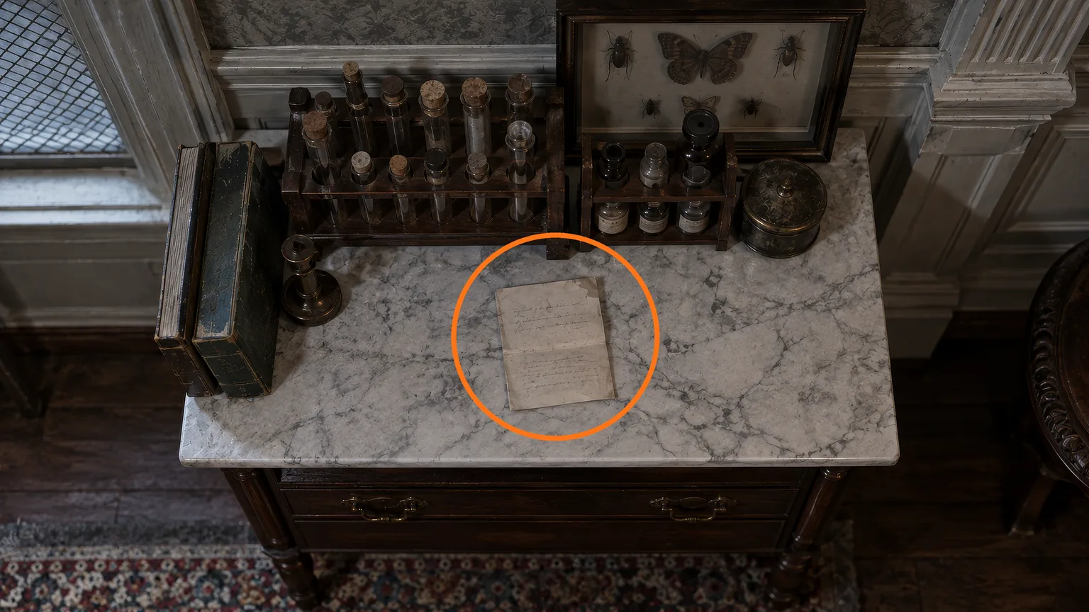 Location guide visual for File #20 - Lead Researcher's Message in Resident Evil: Requiem