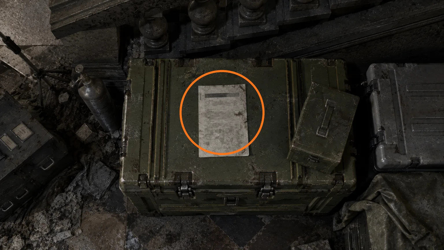 Location guide visual for File #54 - R.P.D. Perimeter Report in Resident Evil: Requiem
