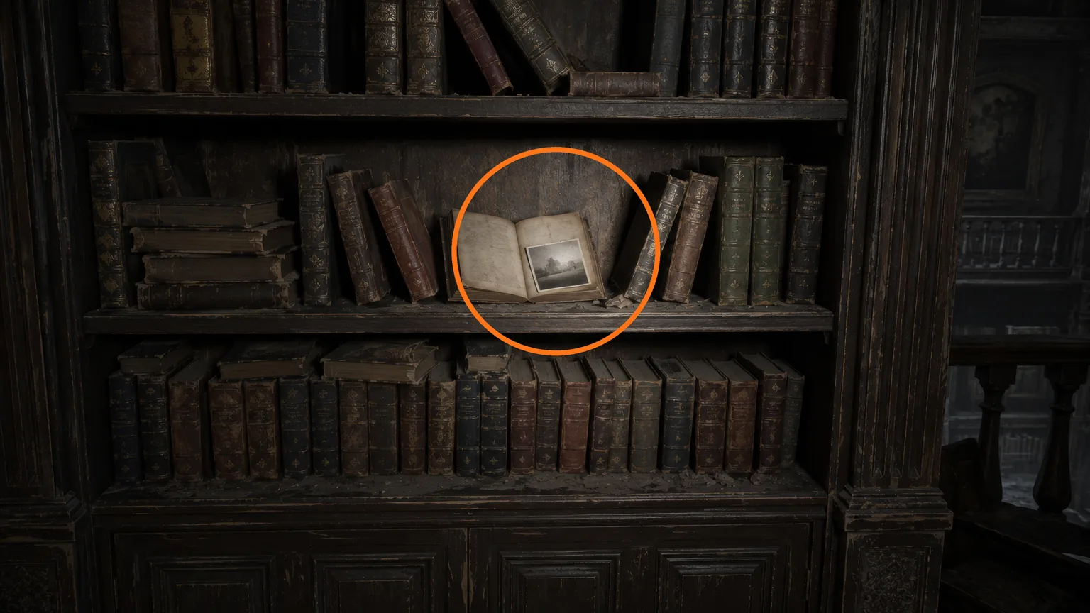 Location guide visual for Hidden Library Photograph in Resident Evil: Requiem