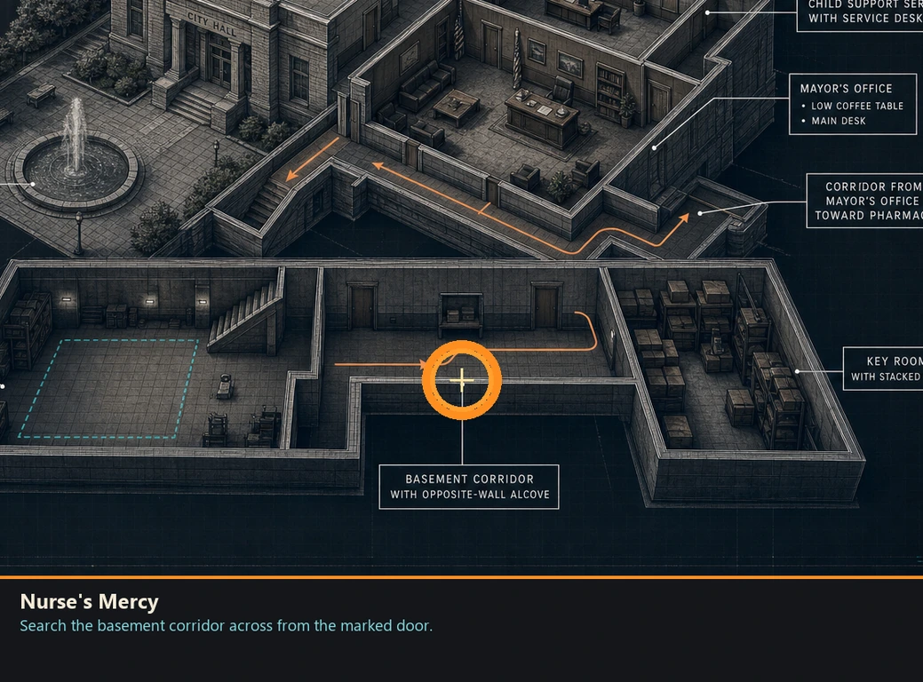 Location guide visual for Nurse's Mercy in Romeo Is a Dead Man