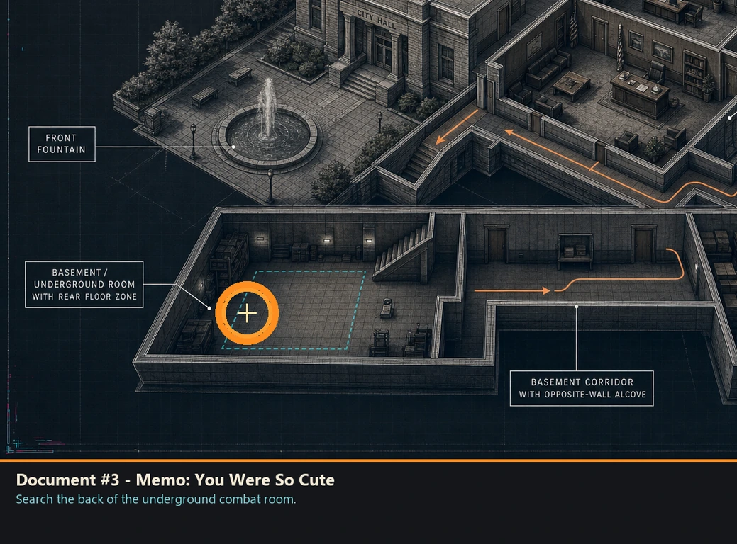Location guide visual for Document #3 - Memo: You Were So Cute in Romeo Is a Dead Man