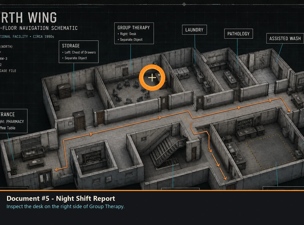 Location guide visual for Document #5 - Night Shift Report in Romeo Is a Dead Man