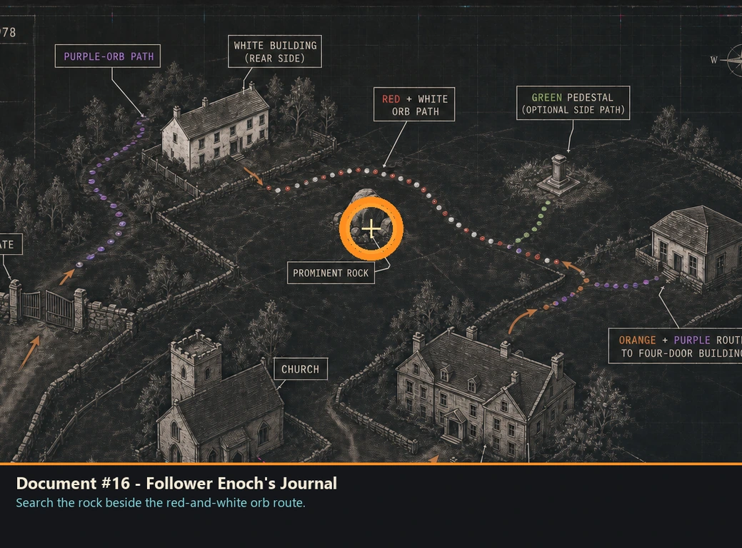 Location guide visual for Document #16 - Follower Enoch's Journal in Romeo Is a Dead Man