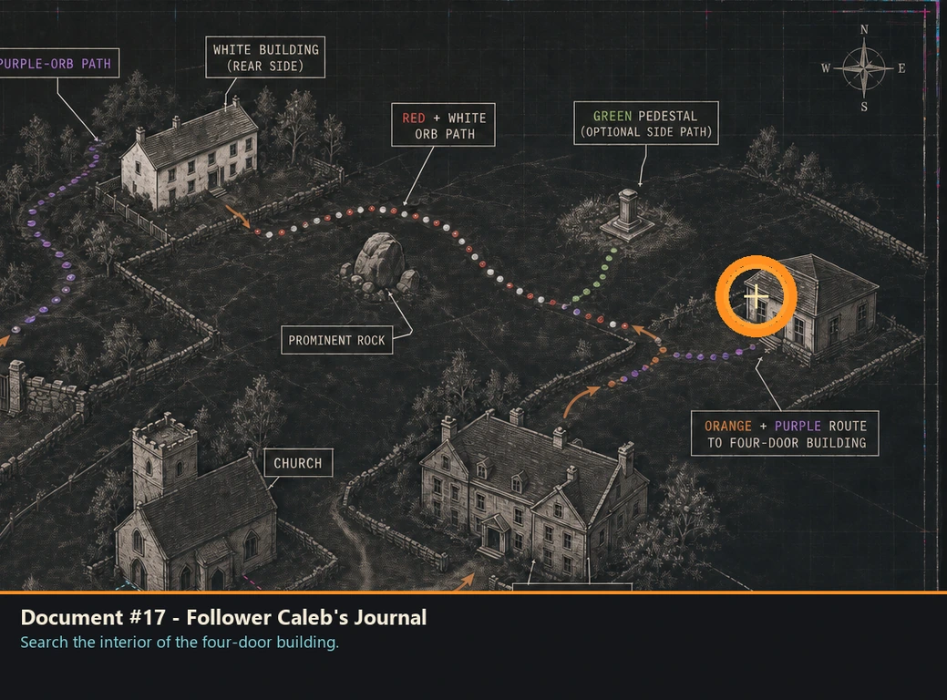Location guide visual for Document #17 - Follower Caleb's Journal in Romeo Is a Dead Man
