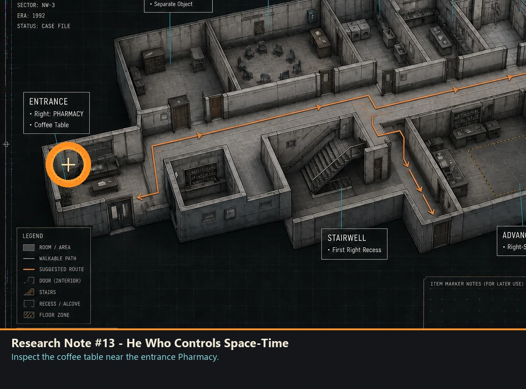 Location guide visual for Research Note #13 - He Who Controls Space-Time in Romeo Is a Dead Man