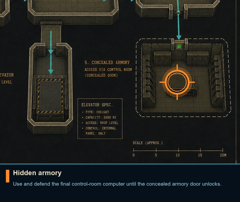 Location guide visual for Hidden armory in Syphon Filter