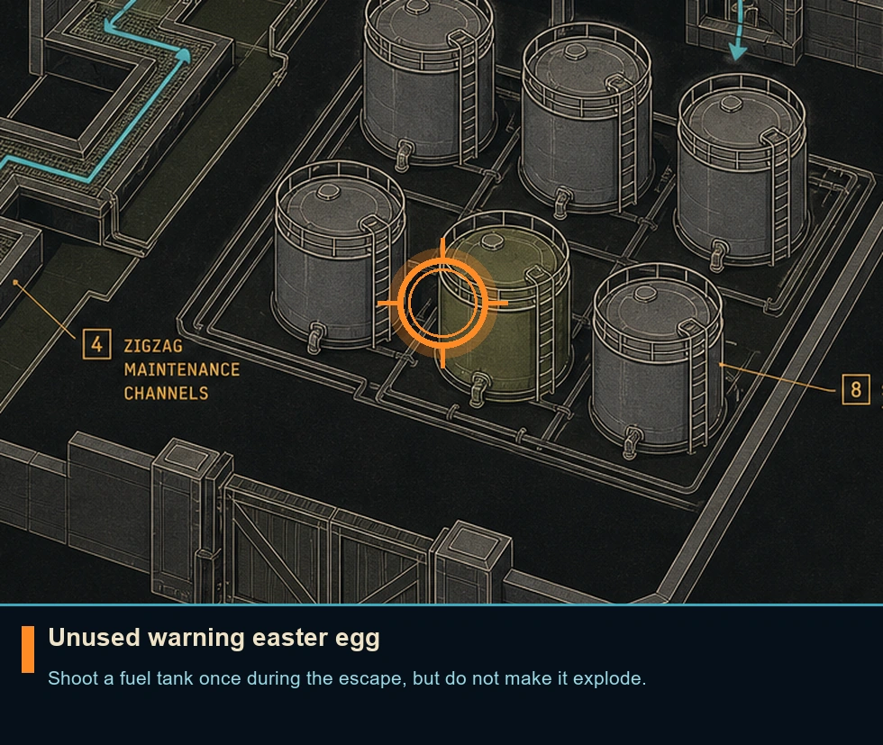 Location guide visual for Unused warning easter egg in Syphon Filter