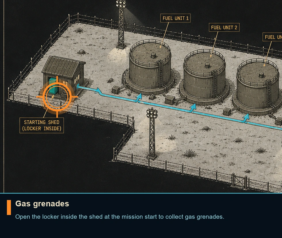 Location guide visual for Gas grenades in Syphon Filter