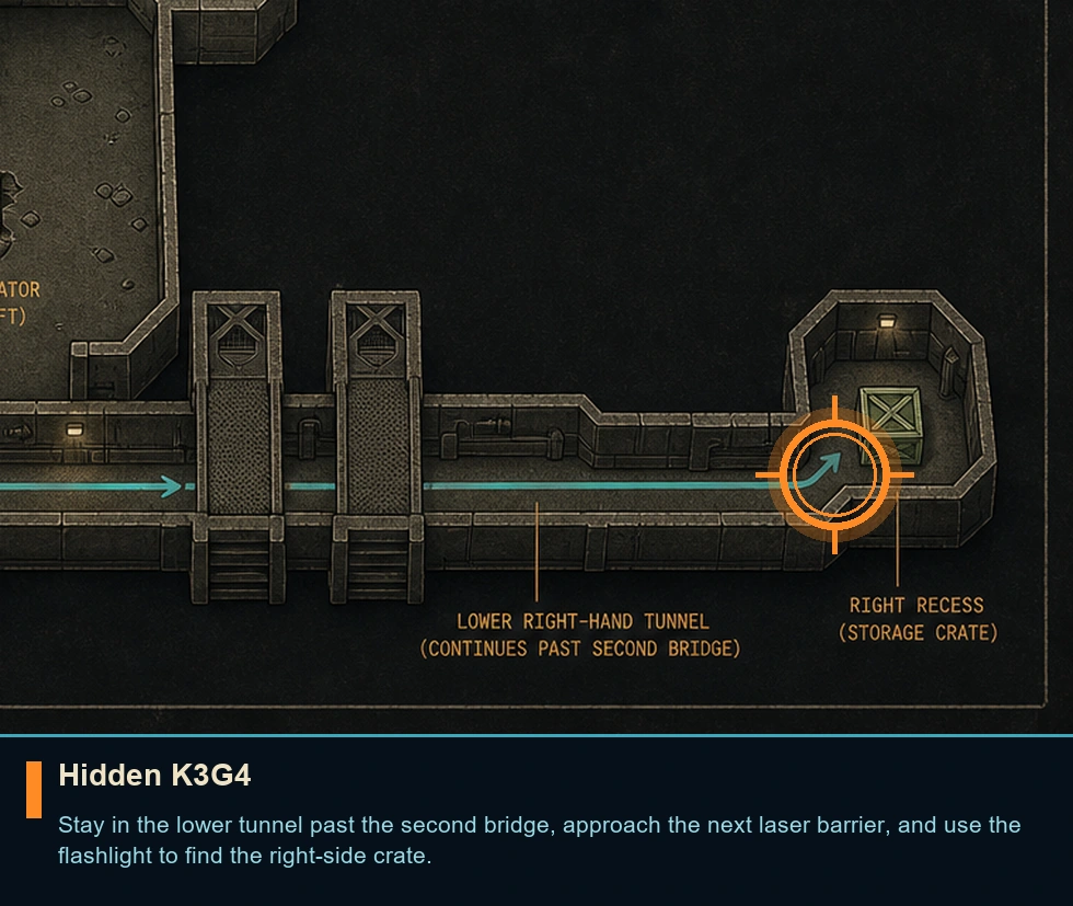 Location guide visual for Hidden K3G4 in Syphon Filter