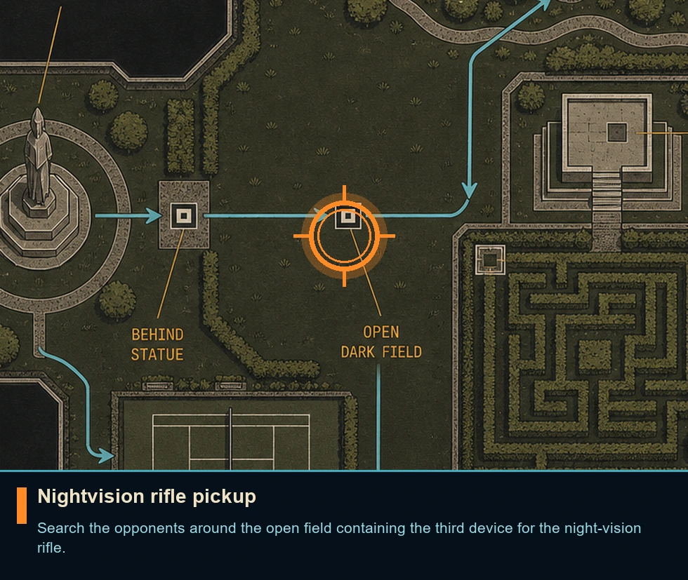 Location guide visual for Nightvision rifle pickup in Syphon Filter